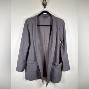 Eileen Fisher blazer Brown open front two pockets stretchy PM